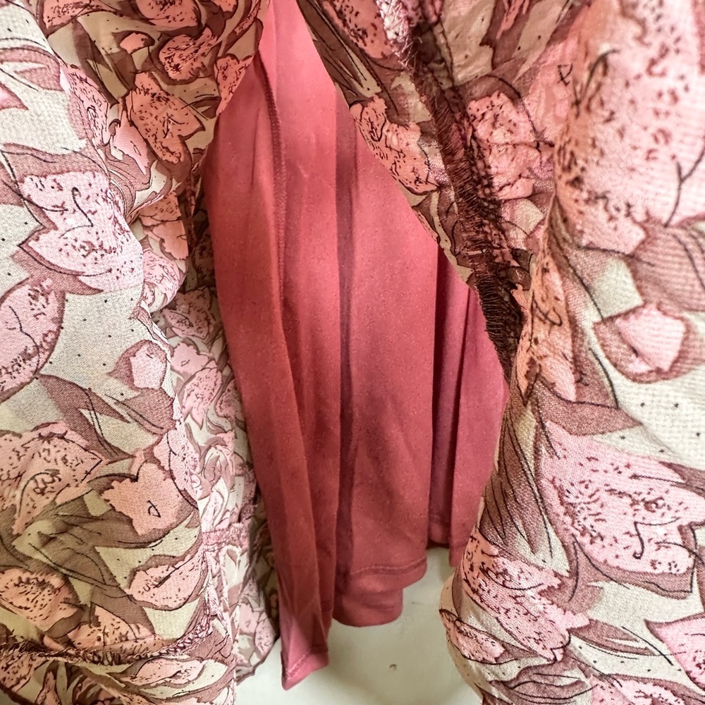 NWT Missguided Tie Neck Double Layered Smock Dress Floral - Picture 7 of 13